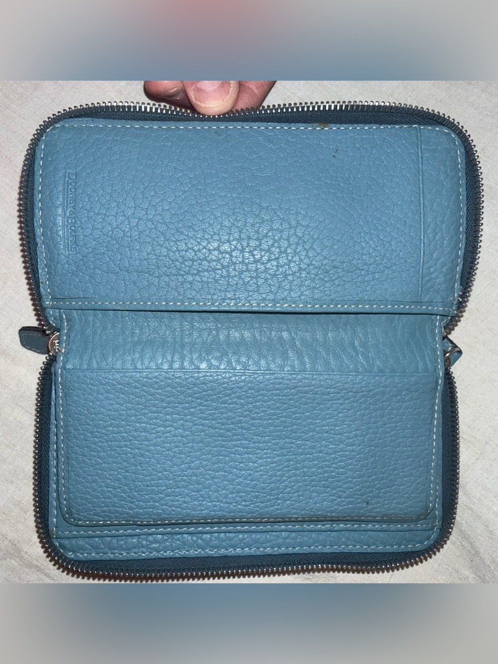Dooney & Bourke Greyish Blue Zip-Around Leather Wallet - Picture 7 of 16
